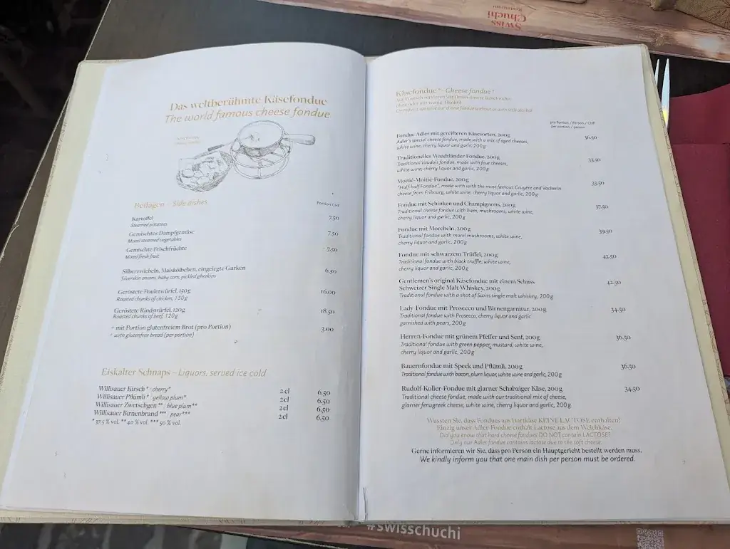 Menu_Swiss Chuchi Restaurant_Niederdorf_immagine_4
