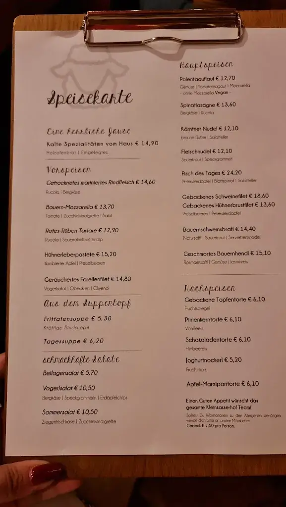 Menu_Kleinsasserhof_Sankt Egyden an der Drau_image_2