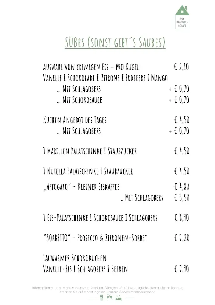 Menu_die Hauswirtschaft - Restaurant Rosental_Sankt Jakob im Rosental_immagine_1