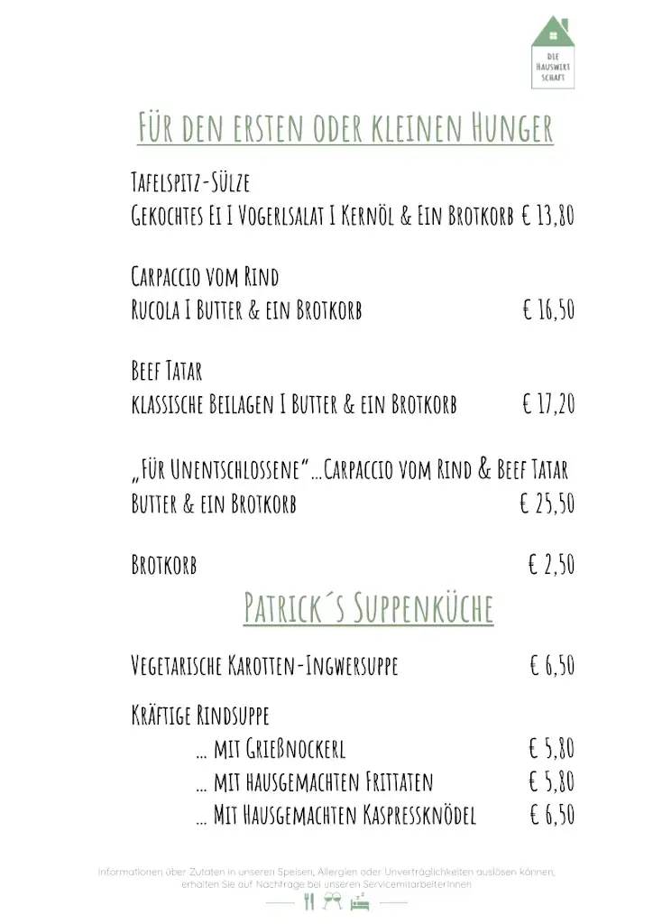 Menu_die Hauswirtschaft - Restaurant Rosental_Sankt Jakob im Rosental_immagine_3