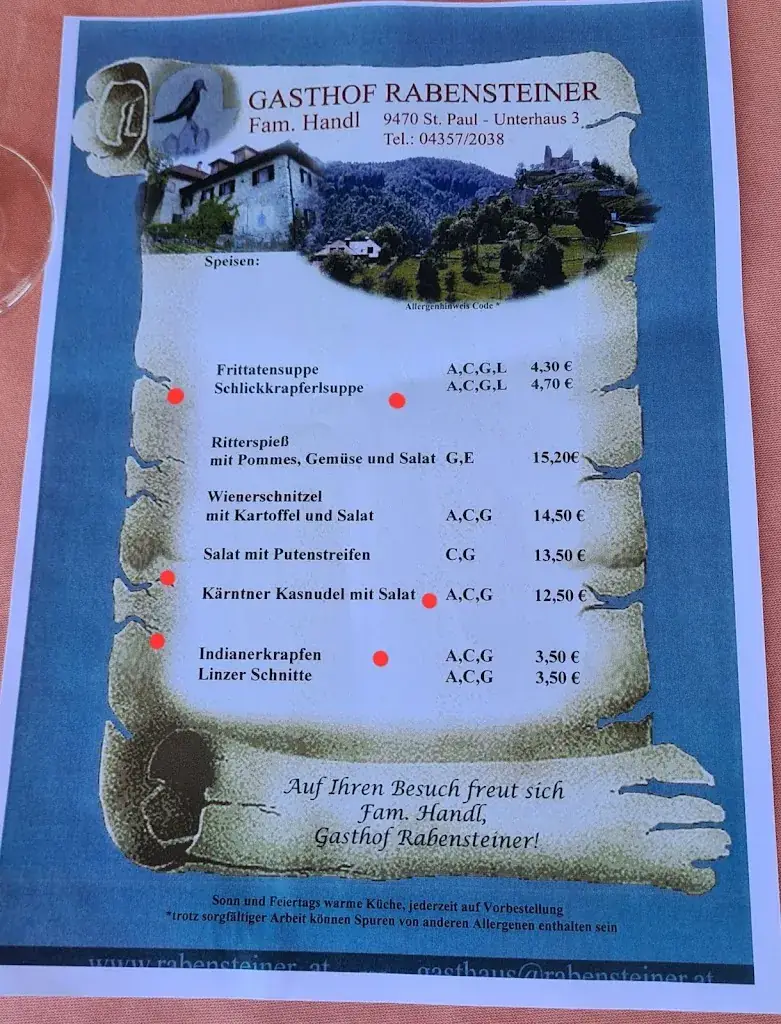 Menu_Gasthof Rabensteiner_Sankt Paul im Lavanttal_image_1