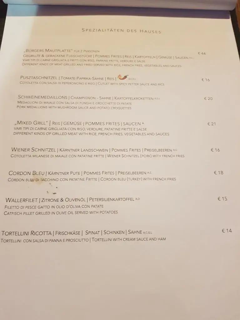 Menu_Gasthof Pension Bürger_Schiefling am See_immagine_2