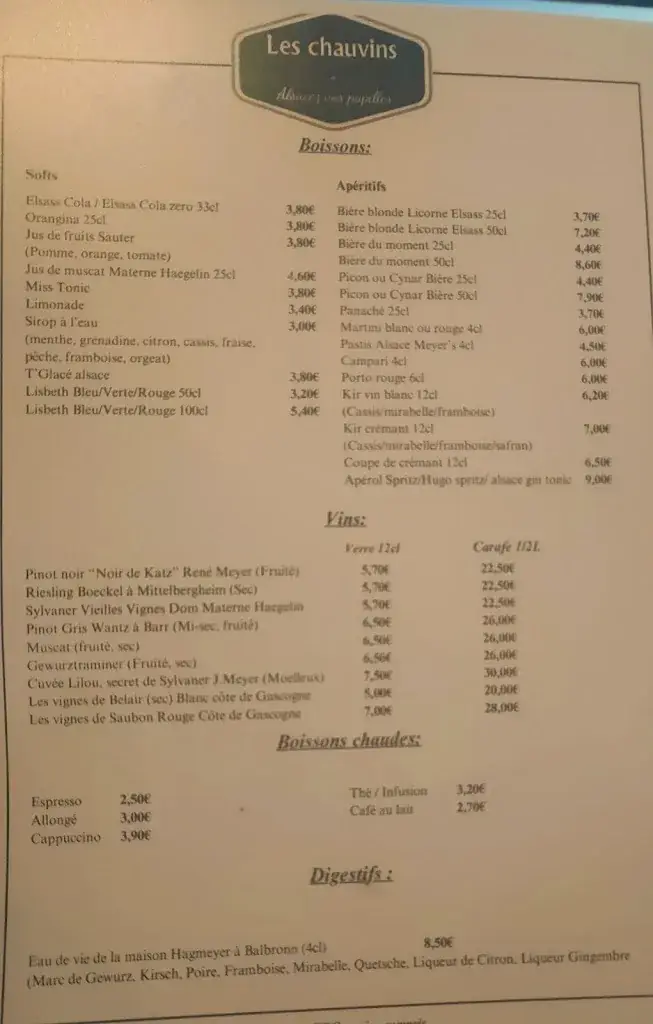 Menu_Restaurant Les Chauvins_Straßburg-Stadt_image_4