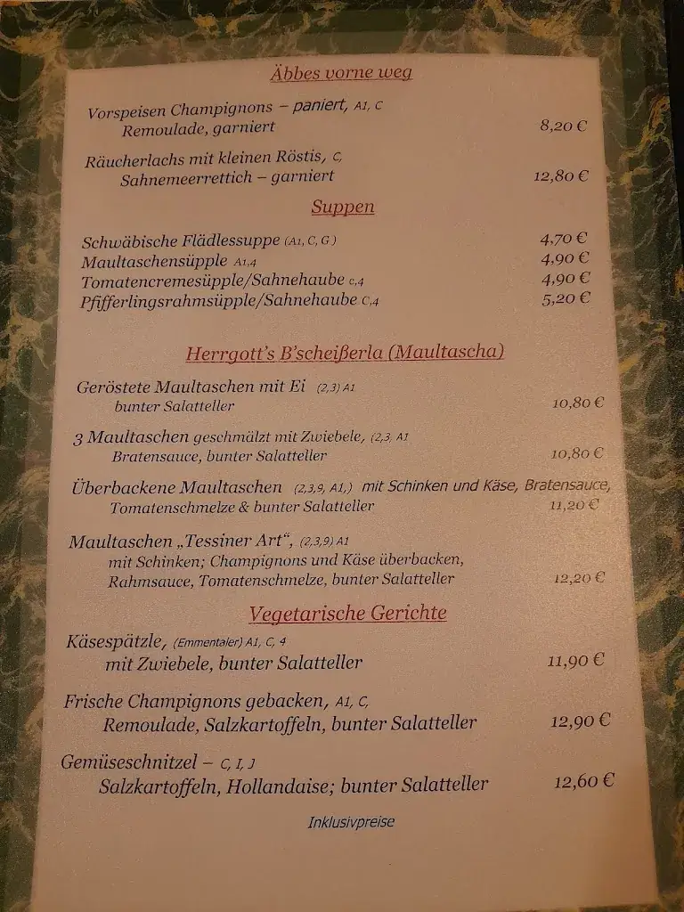 Menu_Landgasthof Linde Weißenstein_Weißenstein_image_1