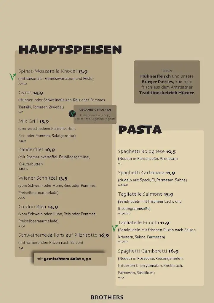 Menu_Brothers Restaurant Amstetten_Amstetten_image_1