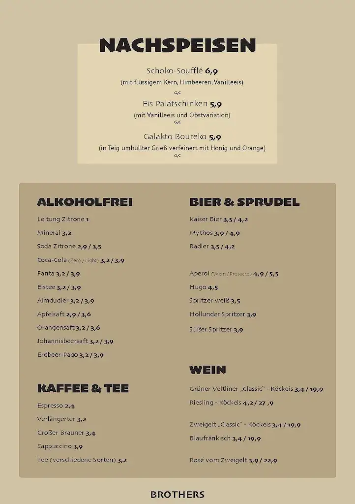 Menu_Brothers Restaurant Amstetten_Amstetten_image_3