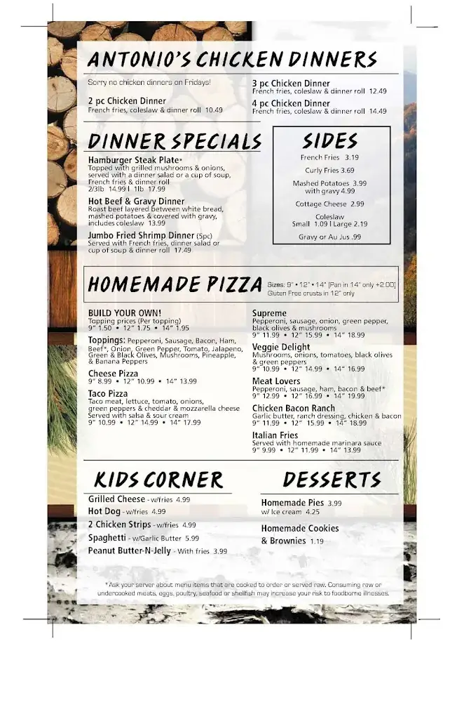Menu_Antonio's Restaurant & Pizzeria_Bergland_image_1