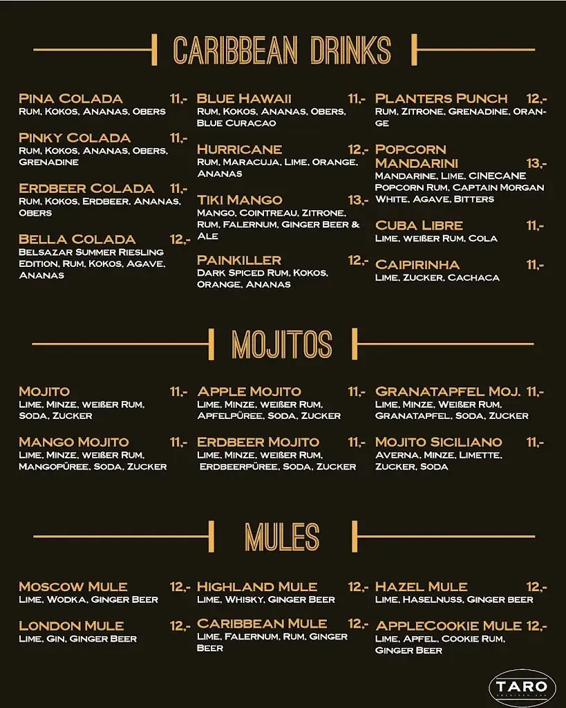 Menu_TARO American Bar_Bruck an der Leitha_image_1