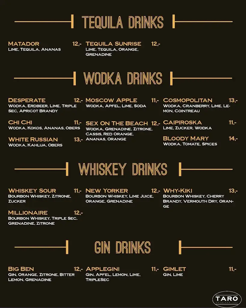 Menu_TARO American Bar_Bruck an der Leitha_image_3