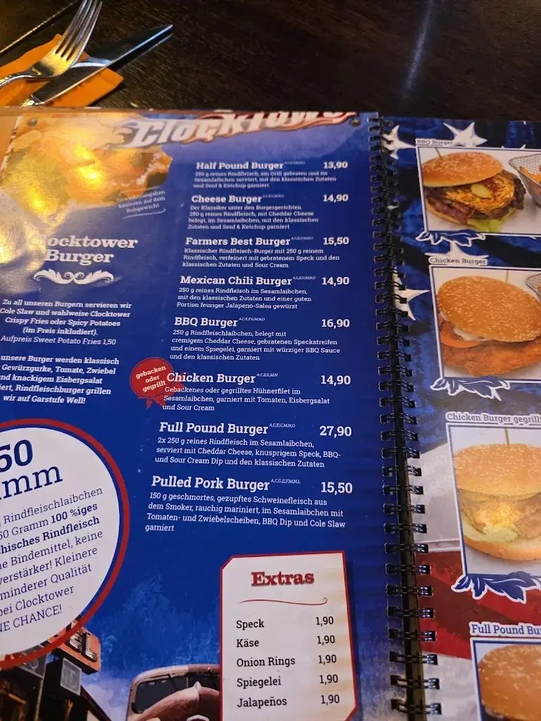 Menu_Clocktower American Bar & Grill Wien-Süd_Brunn am Gebirge_immagine_4