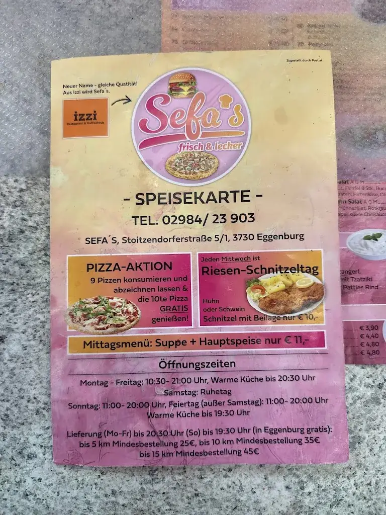 Menu_SEFA`S Pizza und Burgerhaus_Eggenburg_image_3