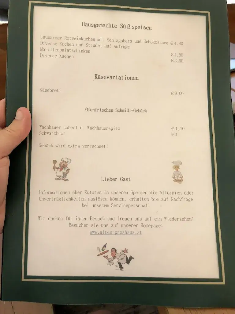 Menu_Altes Presshaus_Dürnstein_immagine_3