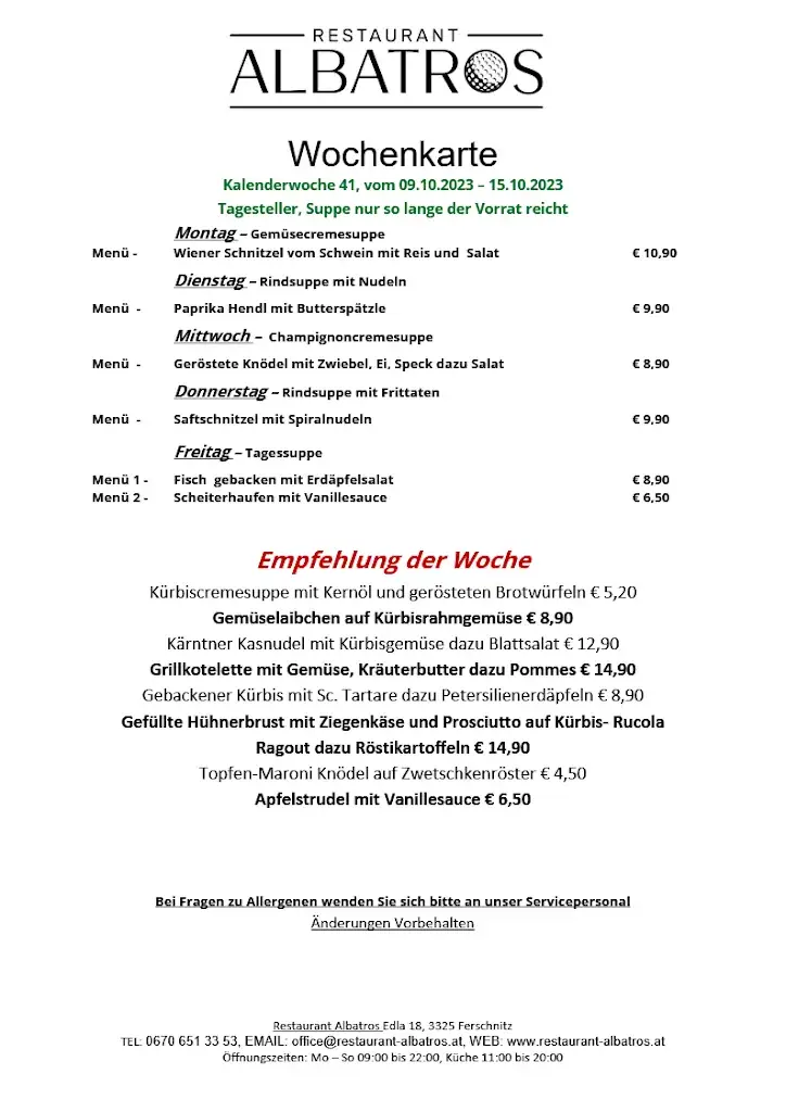 Menu_Restaurant Albatros_Ferschnitz_immagine_1