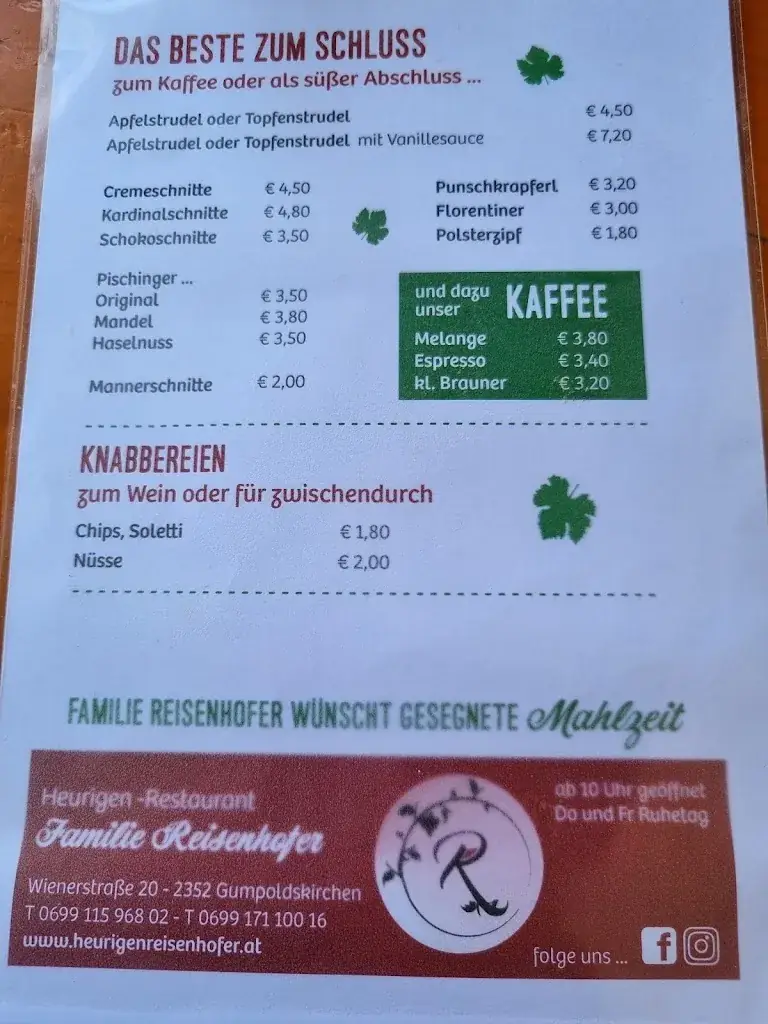 Menu_Heurigen Restaurant Familie Reisenhofer_Gumpoldskirchen_image_2