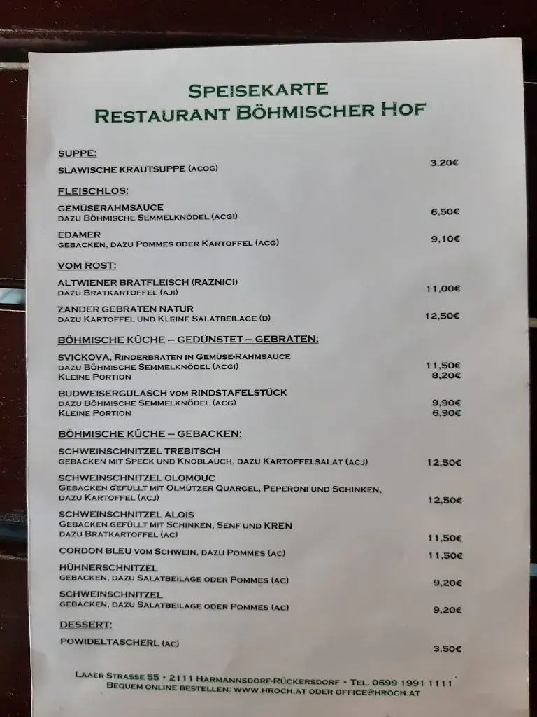Menu_Restaurant / Gasthaus Privatzimmer Böhmischer Hof_Harmannsdorf_immagine_1