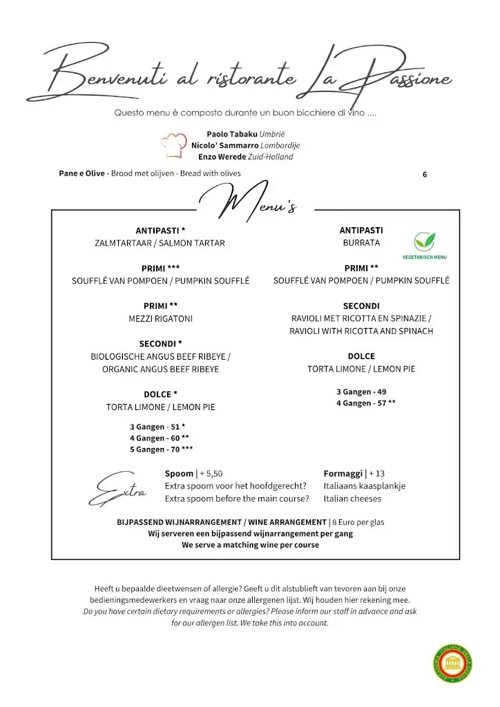 Menu_Restaurant La Passione_Haag_immagine_4
