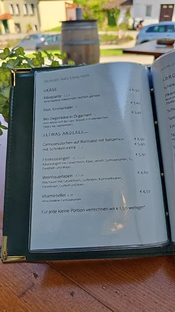Menu_Weinbau Fam. Semlinger Heuriger 