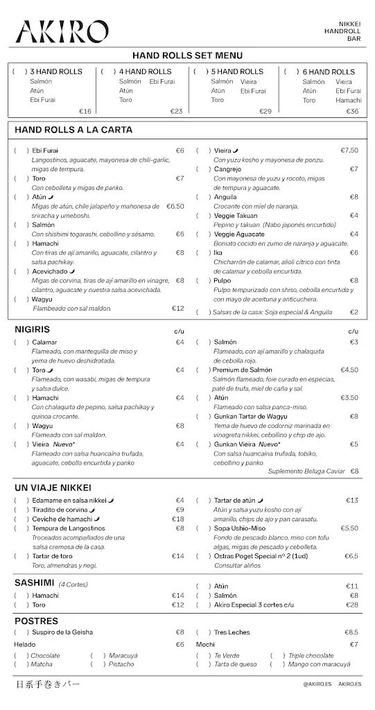 Menu_Akiro Hand Roll Bar_Japons_image_1