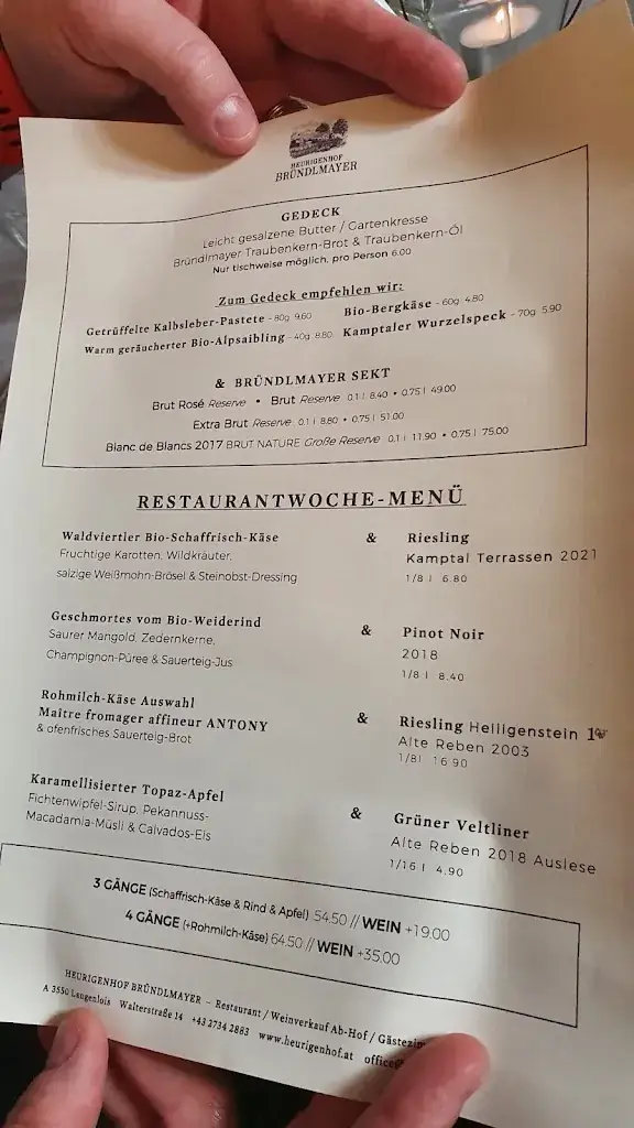 Menu_Bründlmayer Restaurant / Ab-Hof-Verkauf / Gästezimmer_Langenlois_image_1