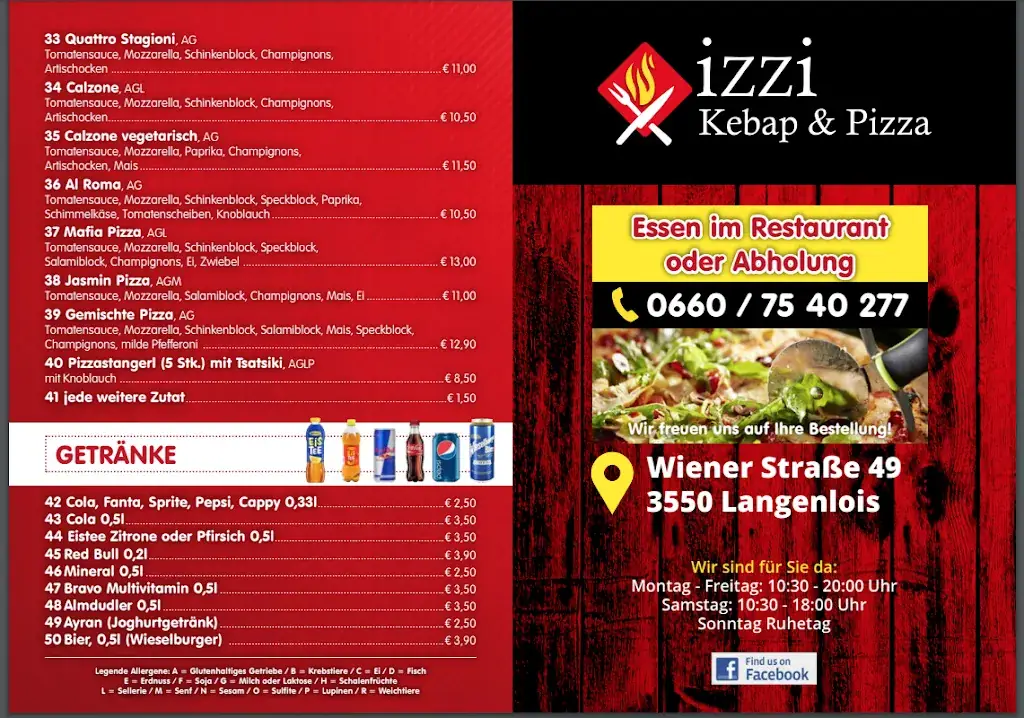 Menu_izzi Kebap, Schnitzel und Pizza Langenlois_Langenlois_image_2