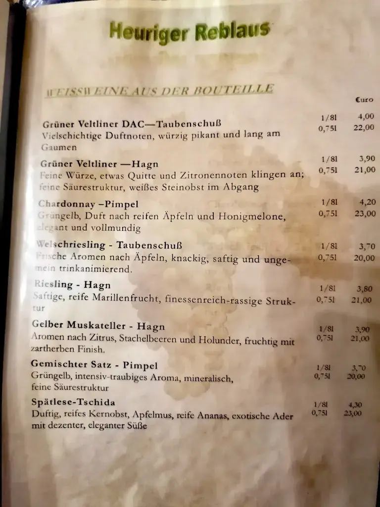 Menu_Heuriger Reblaus - Walter Fichtenbauer_Leopoldsdorf_immagine_4