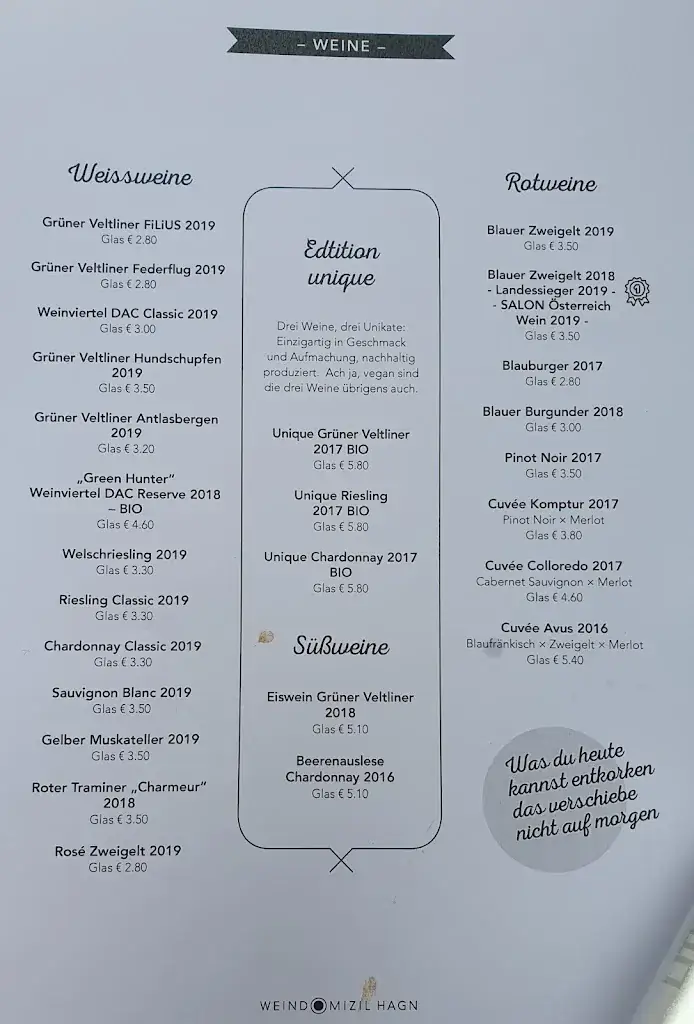 Menu_Weindomizil Hagn Restaurant und Zimmer/Hotel_Mailberg_image_1