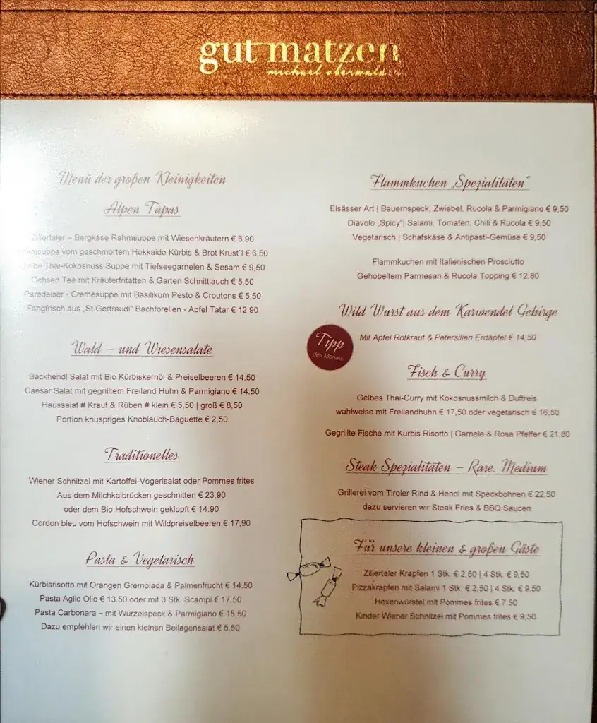 Menu_Gut Matzen Cafe Restaurant Bar_Matzen_immagine_4