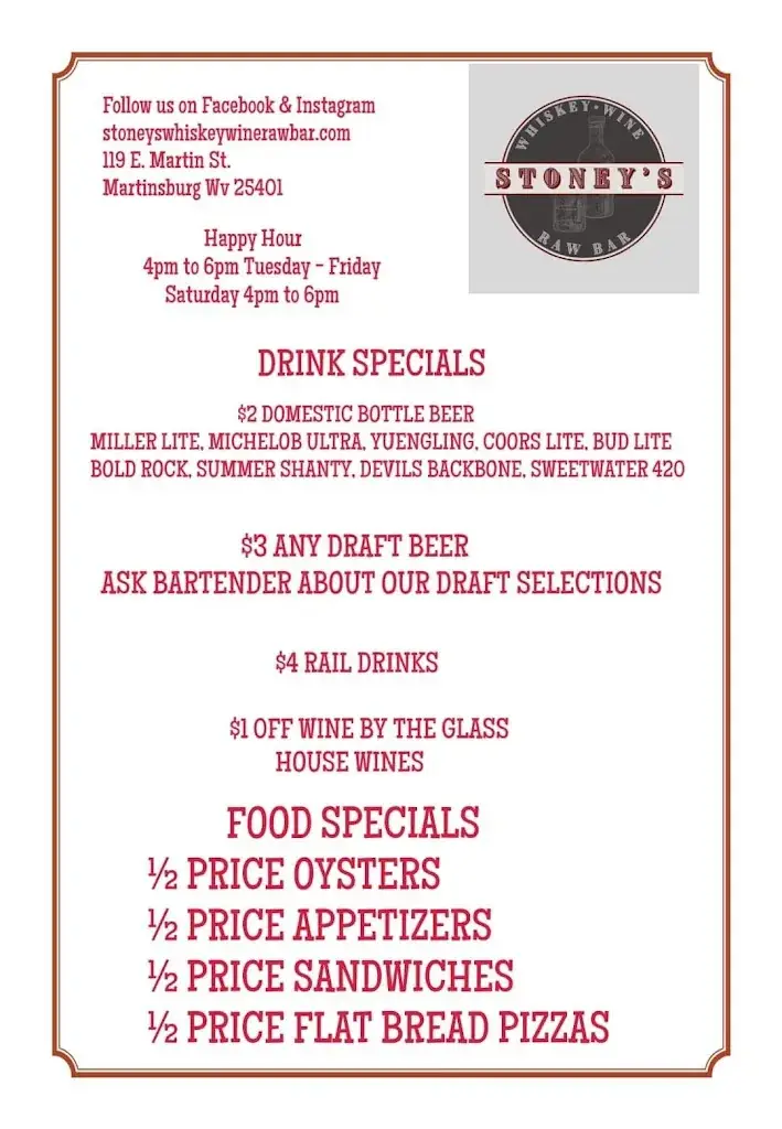 Menu_Stoney's Whiskey Wine & Raw Bar_Martinsberg_image_1