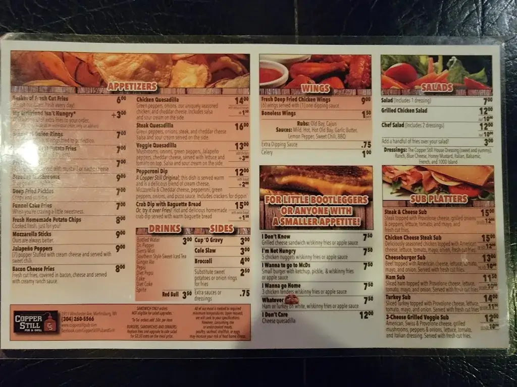 Menu_The Copper Still Pub & Grill_Martinsberg_image_1