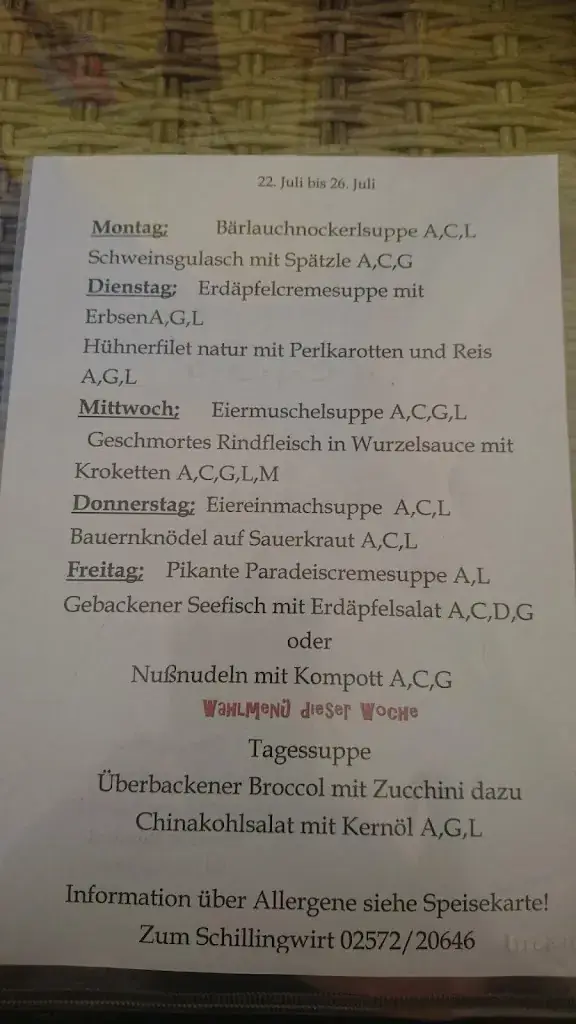 Menu_Restaurant Zum Schilling-Wirt_Mistelbach_immagine_1