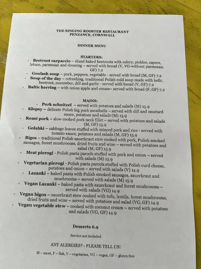 Menu_The Singing Rooster_Penz_immagine_2