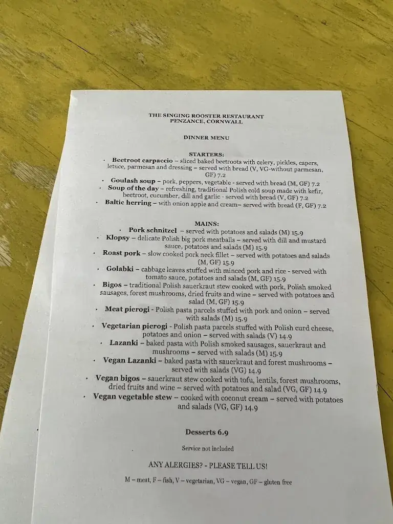 Menu_The Singing Rooster_Penz_immagine_4