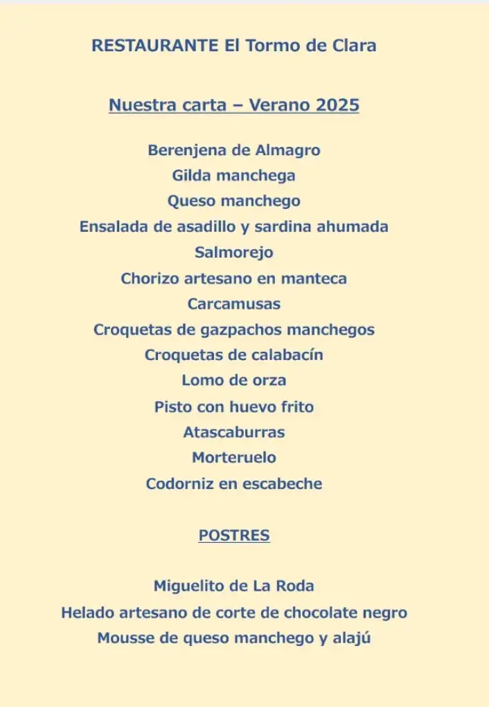 Menu_Restaurante El Tormo_Politischer Bezirk Krems_image_1