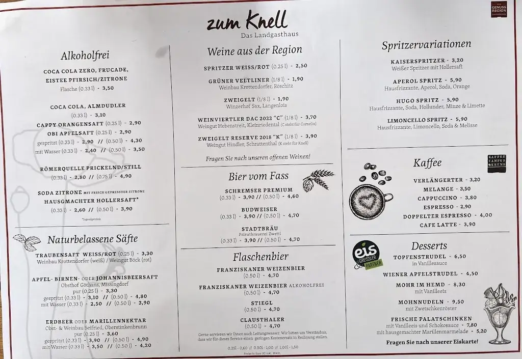 Menu_Landgasthaus zum Knell_Politischer Bezirk Horn_immagine_1