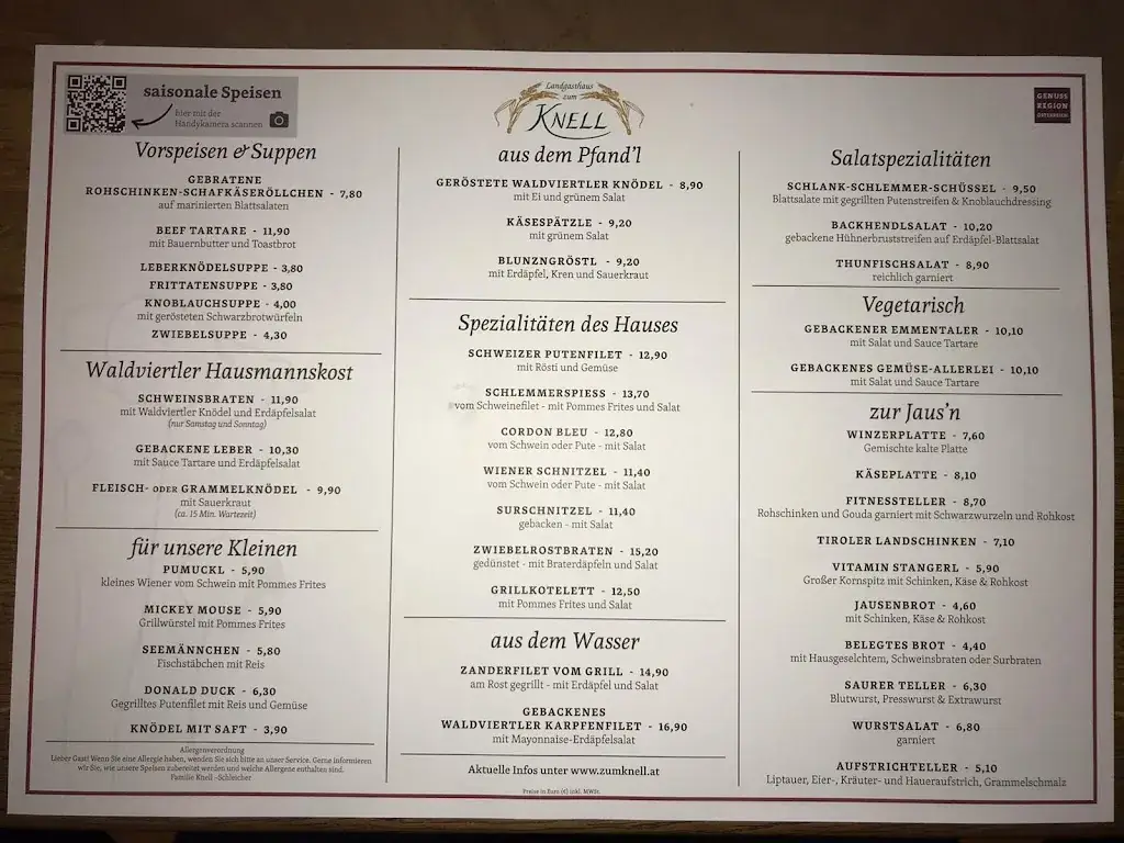 Menu_Landgasthaus zum Knell_Politischer Bezirk Horn_immagine_3
