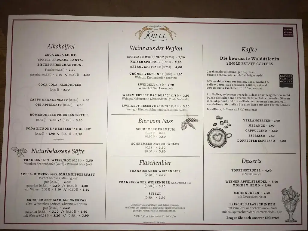 Menu_Landgasthaus zum Knell_Politischer Bezirk Horn_immagine_4