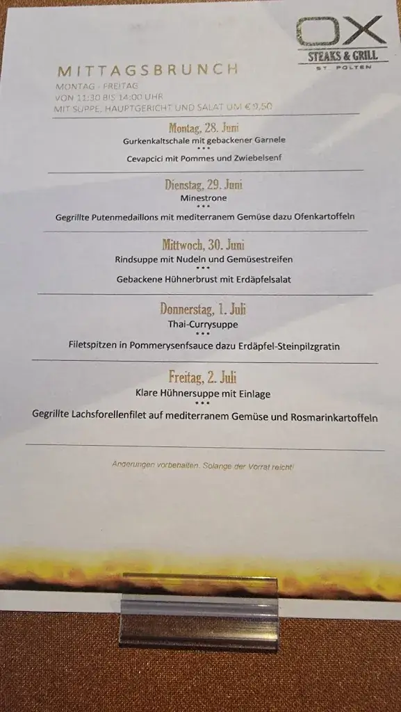 Menu_OX AMERICAN BAR & GRILL ST PÖLTEN_Politischer Bezirk Sankt Pölten_immagine_1