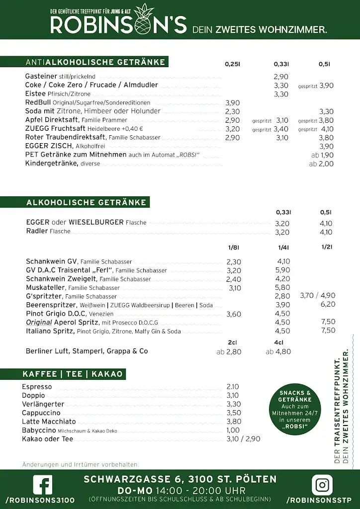 Menu_ROBINSON‘S - der Traisentreffpunkt._Pottenbrunn_immagine_2