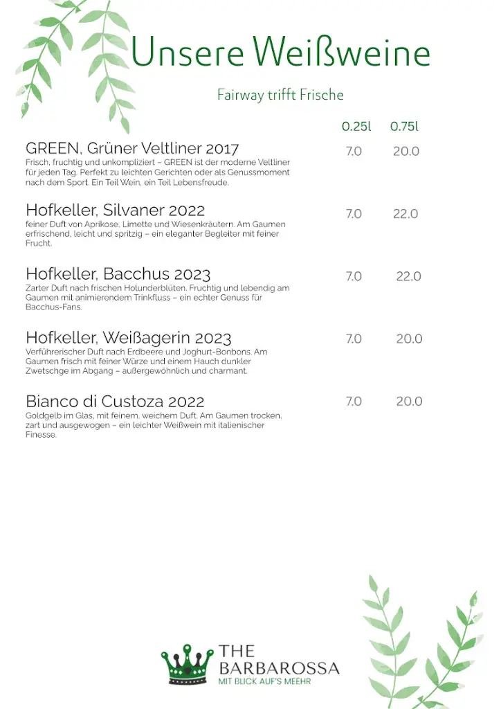 Menu_The Barbarossa - Restaurant auf der Golfanlage Pottenstein_Pottenstein_image_4