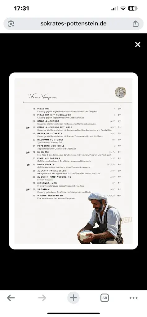 Menu_Restaurant Sokrates Pottenstein_Pottenstein_immagine_2