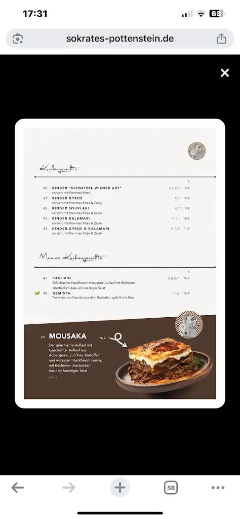 Menu_Restaurant Sokrates Pottenstein_Pottenstein_immagine_4