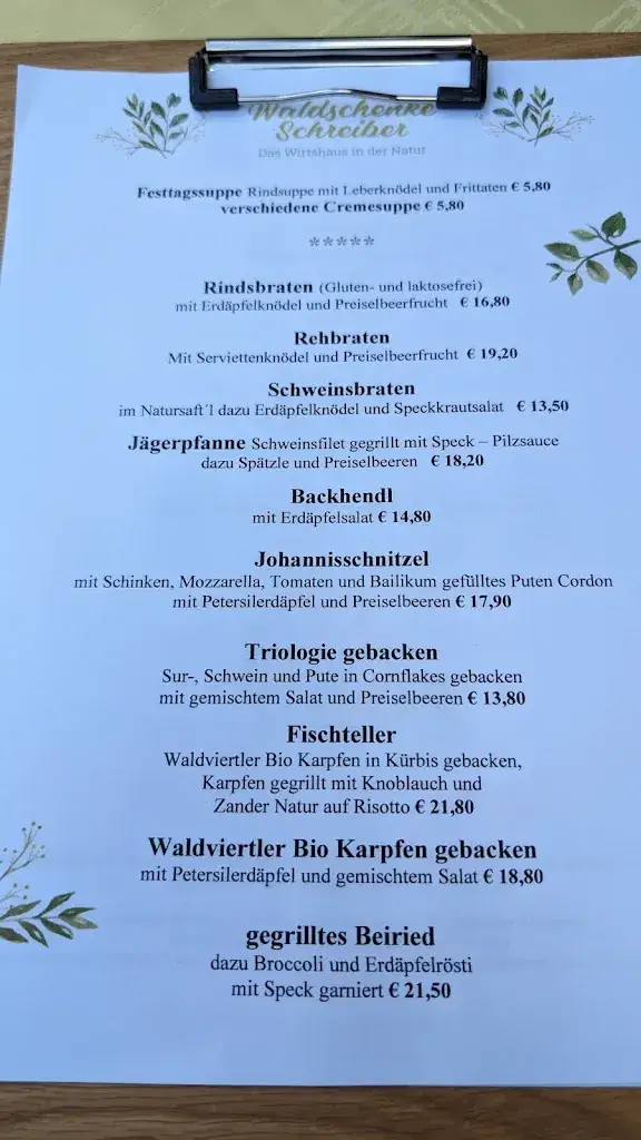 Menu_Waldschenke Schreiber_Schrems_immagine_1