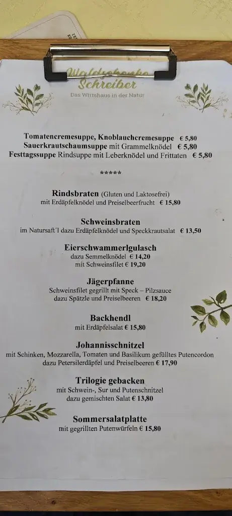 Menu_Waldschenke Schreiber_Schrems_immagine_2