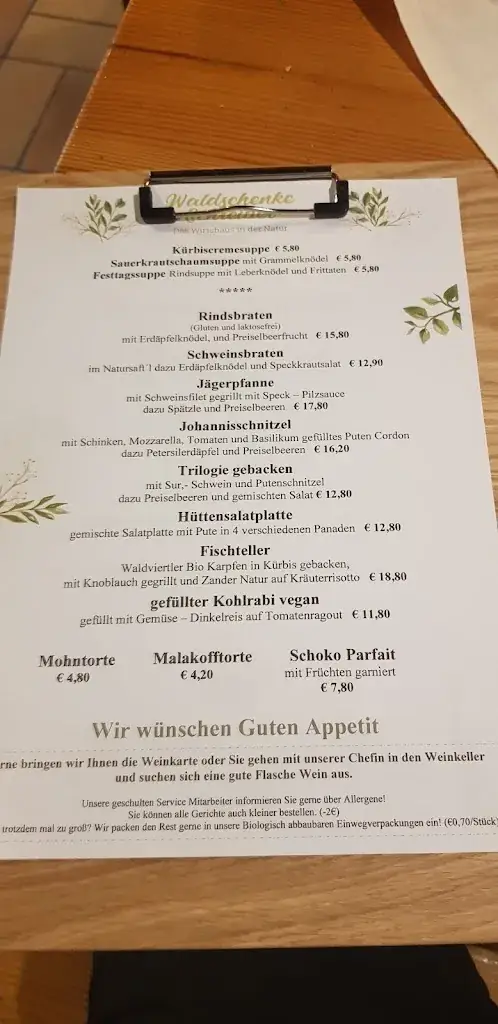 Menu_Waldschenke Schreiber_Schrems_immagine_4