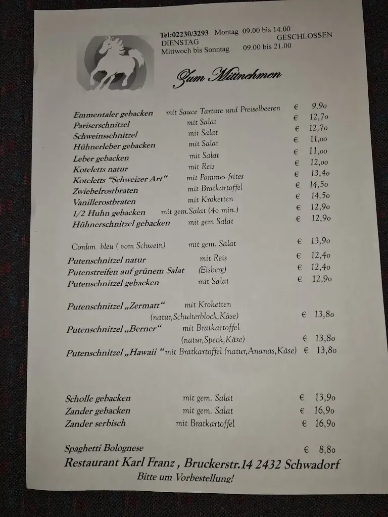 Menu_Gasthaus Karl 