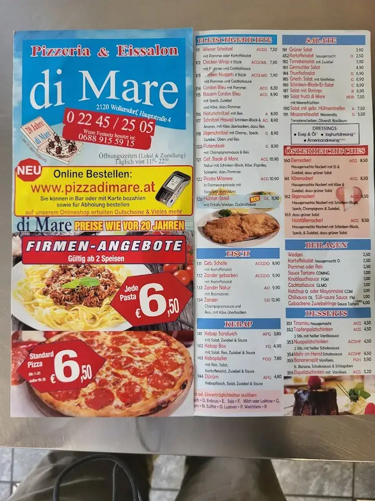 Menu_Pizzeria und Eis Salon di Mare Wolkersdorf_Wolkersdorf im Weinviertel_image_2