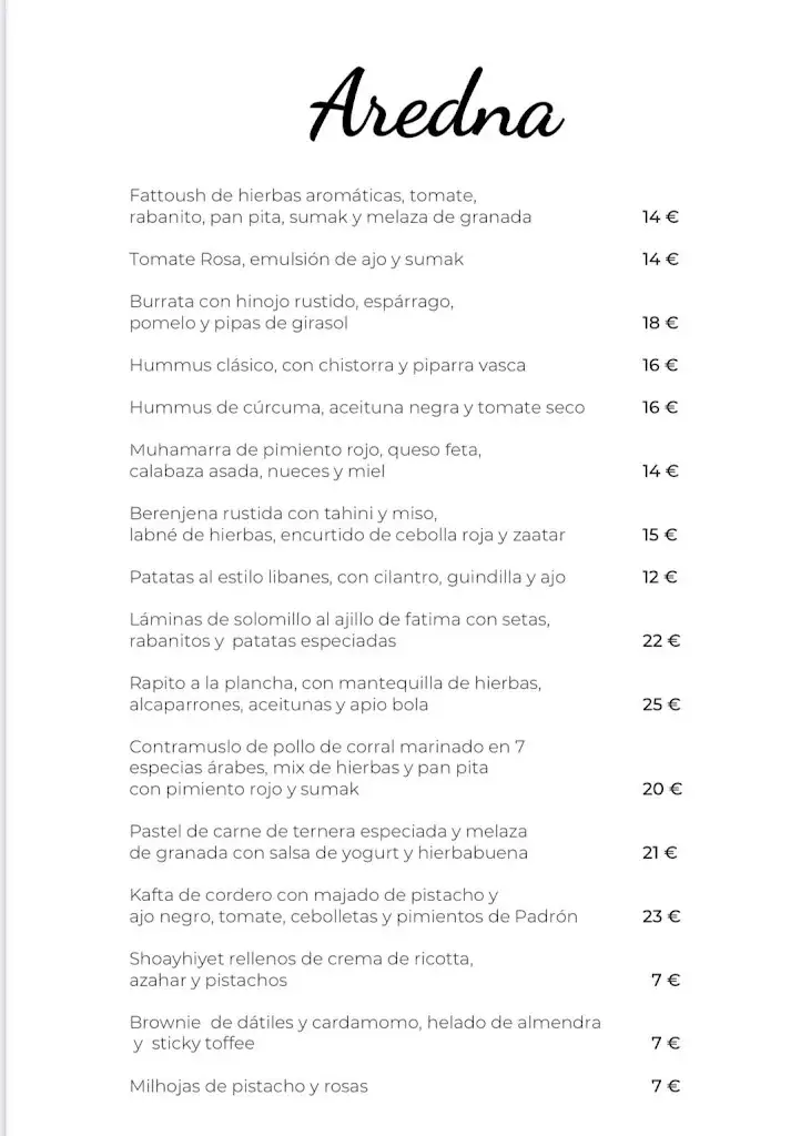 Menu_Restaurante AREDNA - lebanese restaurant_Adnet_image_1