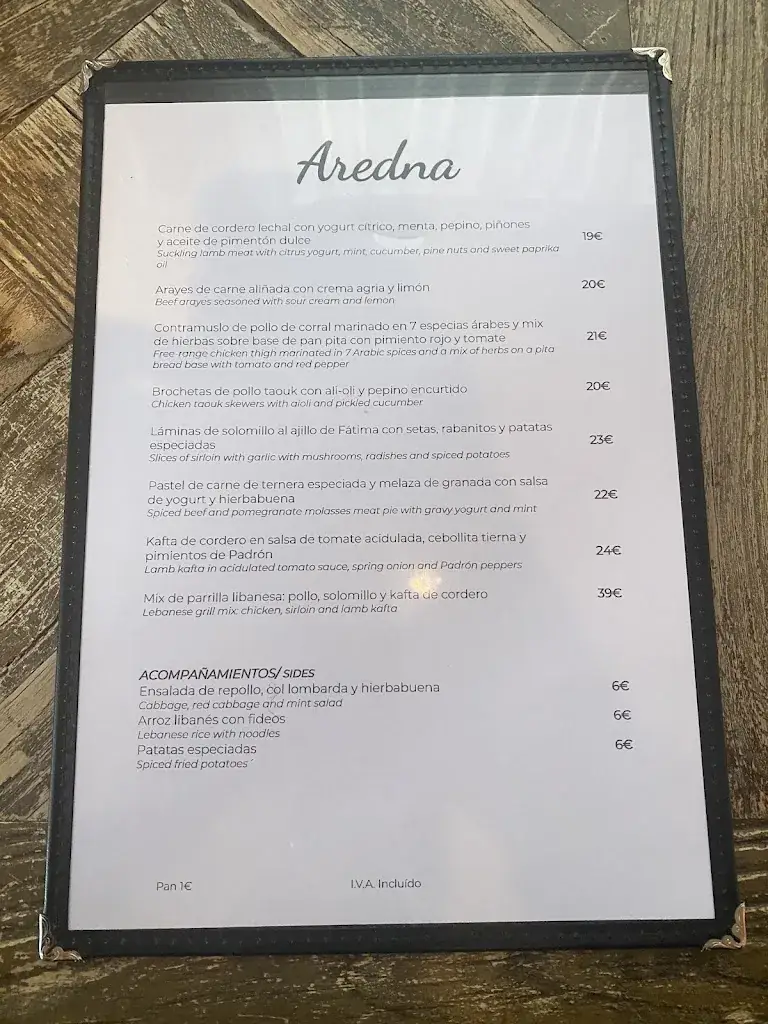 Menu_Restaurante AREDNA - lebanese restaurant_Adnet_image_2
