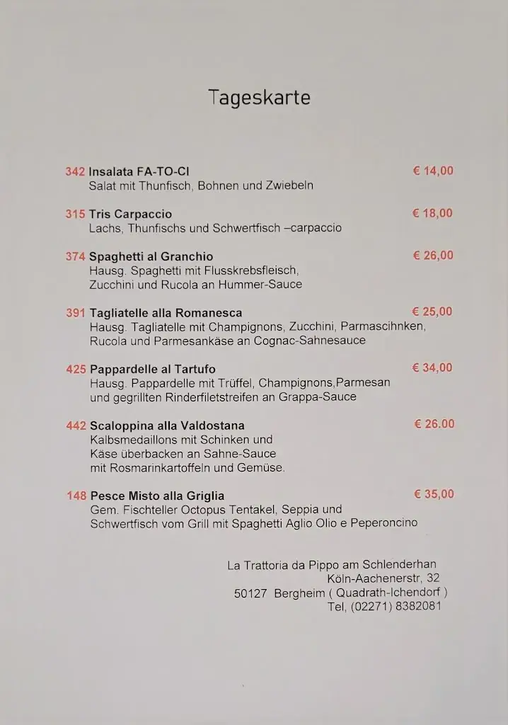 Menu_La Trattoria da Pippo am Schlenderhan_Bergheim_immagine_2