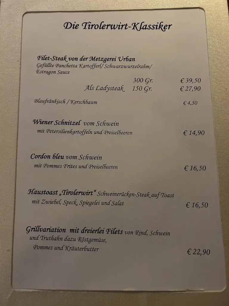 Menu_Restaurant Hotel Gasthof Tirolerwirt_Bischofshofen_immagine_2